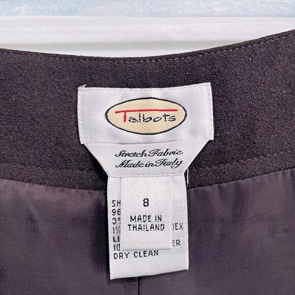 Talbots Vintage Stretch Wool Trousers Brown Flat Front Lined Italy Womens 8 - Picture 6 of 7